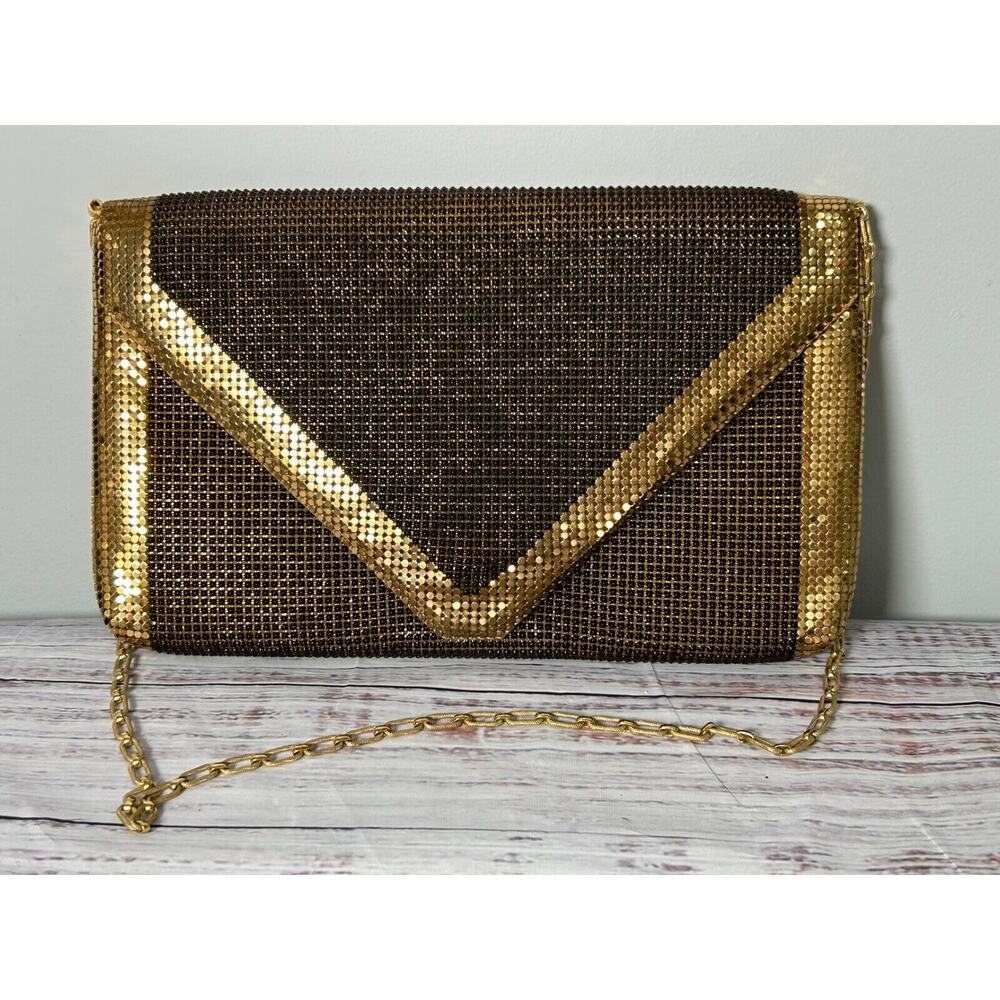 Whiting & Davis by Leo Narducci Gold and Black Vintage Beaded Mesh Evening Bag